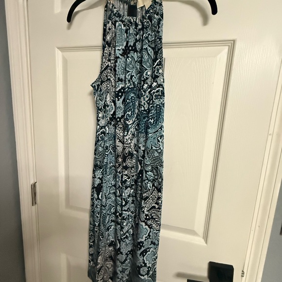 Michael Kors Black and Teal Floral Dress with Gold Chain - Picture 2 of 2